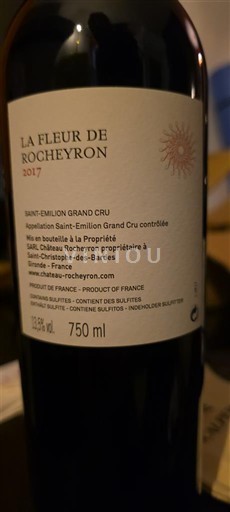 Burdeos Saint-Émilion Gran Cru Grand Cru Château Rocheyron La Fleur de Rocheyron 2017