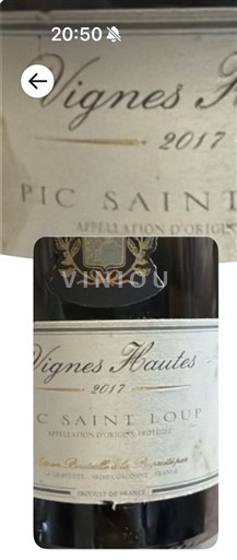 Langvedok Pic-saint-loup Domaine Pech-Tort Vignes Hautes 2017