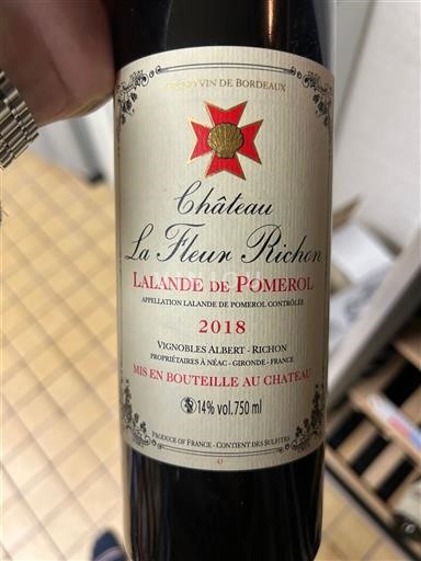 Bordeaux Lalande-de-pomerol Château La Fleur Richon 2018