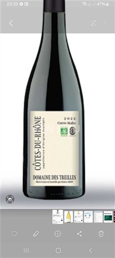 Viner Rouge sec Cuvée Mallo Domaine S Treilles 2022 Frankrike Rhônedalen Côtes du Rhône AOC