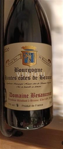 Vin Rouge sec Domaine Besancenot 2020 France Bourgogne AOC