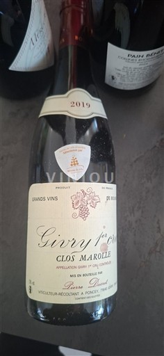 Vini Rouge sec Clos Marolle Domaine Pierre Ducret 2019 Francia Borgogna Givry AOC Premier Cru