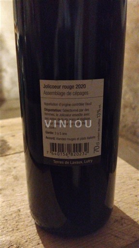 Vaud Terres de Lavaux Jolicoeur rouge 2020