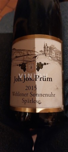 Mosel Moselle Joh. Jos. Prüm Wehlener Sonnenuhr Spätlese 2015
