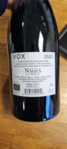 Valle del Rodano Costières di Nîmes Château Nages Vox 2020