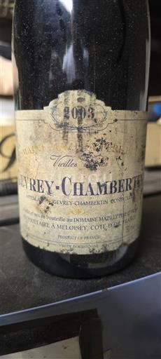 Vina Rouge sec Vieilles Vignes Domaine Mazilly 2003 Francija Burgundija Gevrey-chambertin AOC