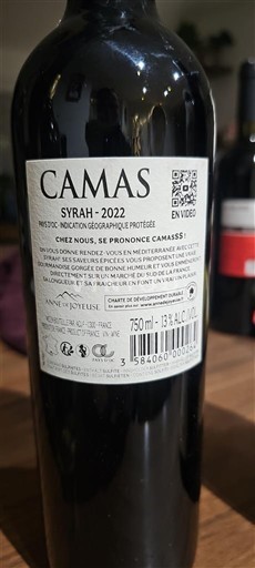 Languedoc in Roussillon Pays d'Oc Camas Syrah 2022