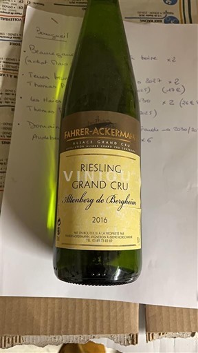 Alsace Không được chỉ định Grand Cru Fahrer-Ackermann Altenberg de Bergheim 2016