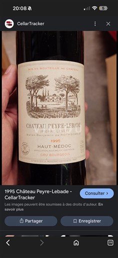Bordeaux Haut-Médoc Château Peyre-Lebade Pierre Levée 1995