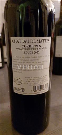 Languedoc Corbières Château Mattes 2020