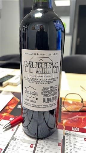 Bordéus Pauillac Claire Villars Lurton 2017