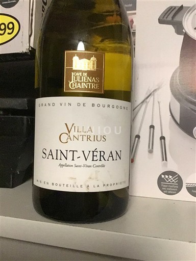 Vin Blanc sec Villa Cantrius Cave de Juliénas Chaintré 2022 France Bourgogne Saint-Véran AOC