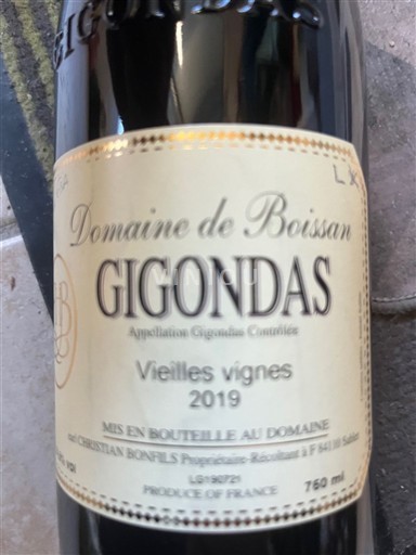 Thung lũng Rhône Gigondas Domaine Boissan Vieilles Vignes 2019
