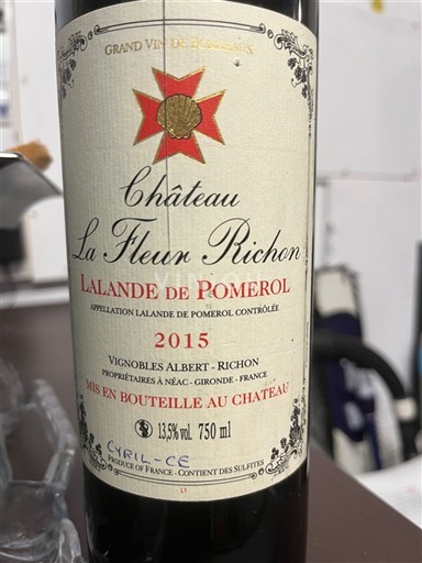 Bordeaux Lalande-de-pomerol Château La Fleur Richon 2015