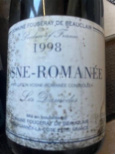 Vine Rouge sec Les Damodes Fougeray de Beauclair 1998 Frankrig Bourgogne Vosne-Romanée AOC
