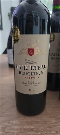 Bordéus Blaye-Côtes-de-Bordéus Château Cailleteau Bergeron Tradition 2016