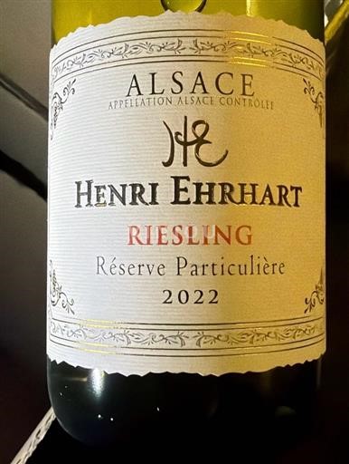 Alsace Riesling Henri Ehrhart Réserve Particulière 2022