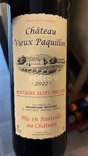 Bordo Montanja Sen Emilion Château Vieux Paquillon 2022
