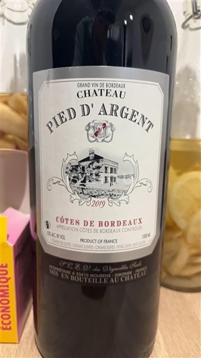Bordeaux Côtes de Bordeaux Château Pied d'Argent 2019