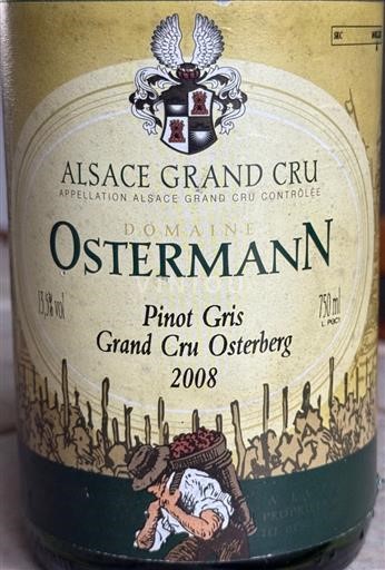 Alsace Pinot xám Grand Cru Domaine Ostermann Grand Cru Osterberg 2008
