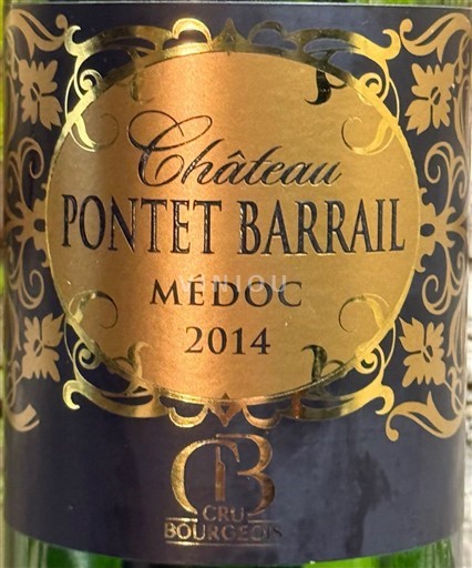Bordeaux Médoc Château Pontet Barrail Cru bourgeois 2014