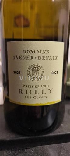 Vine Blanc sec Les Cloux Domaine Jaeger-Defaix 2023 Frankrig Bourgogne Rully AOC Premier Cru