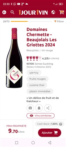 Beaujolais Domaine Domaines Chermette Les Griottes 2024