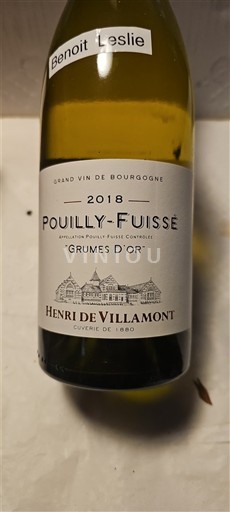 Bourgogne Pouilly-fuissé Henri de Villamont Grumes d'Or 2018