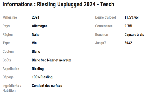 Nahe Tesch Riesling Unplugged 2024