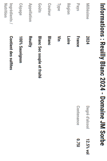 Loirevallei Reuilly Domaine JM Sorbe 2024
