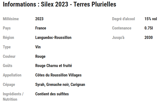 Roussillon Côtes du Roussillon Villages Terres Plurielles Silex 2023