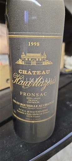 Bordeaux Fronsac Château Haut-Mazeris 1998