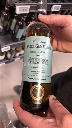 Viinit Blanc sec Vieilles Vignes Château Barre Gentillot 2022 Ranska Bordeaux Graves-de-vayres AOC