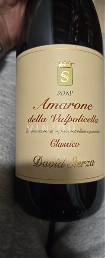 Vénétie Amarone della Valpolicella David Sterza Classico 2018