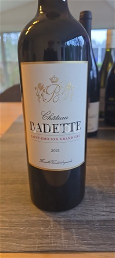 Víno Rouge sec Château Badette 2021 Francie Bordeaux Saint-Émilion Grand Cru AOC Grand Cru