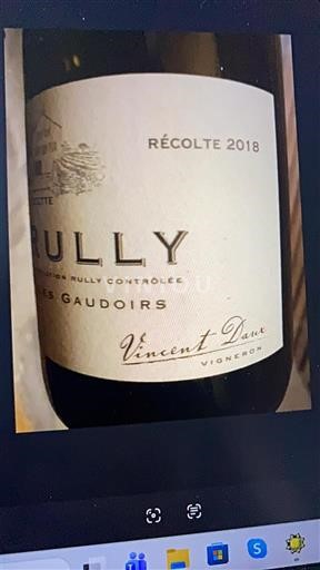 Borgonha Rully Vincent Dureuil Les Gaudoirs 2018