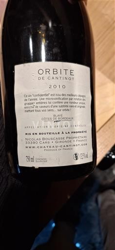 Bordeaux Blaye-côtes-de-bordeaux Cantinot Orbite de Cantinot 2010
