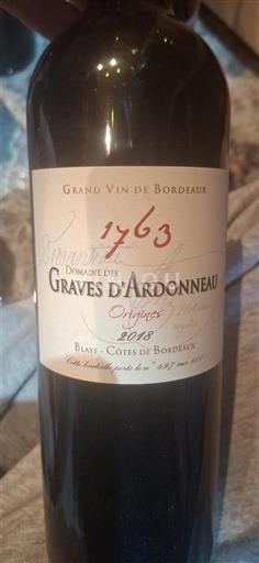 Bordeaux Blaye-côtes-de-bordeaux Graves d'Ardonneau 1763 Prestige 2018