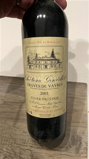 Bordeaux Graves-de-vayres Château Gentillet Prestige 2003
