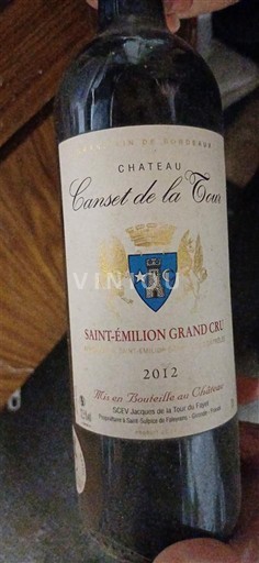 Bordeaux Saint-Émilion Grand Cru Grand Cru Château Canset de la Tour 2012