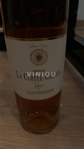 Bordeaux Sauternes Château La Clotte-Cazalis 2007
