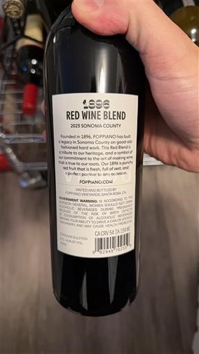 Vùng trồng nho được cấp phép California Bờ biển Sonoma Foppiano Red Wine Blend 2023