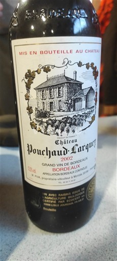 Vine Rouge sec Château Pouchaud Larquey 2002 Frankrig Bordeaux AOC