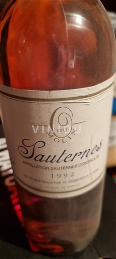 Wines Blanc liquoreux Domaine Moulin 1992 France Bordeaux Sauternes AOC