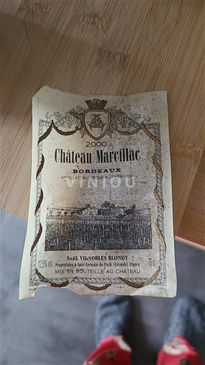 Viinit Rouge sec Château Marcillac 2000 Ranska Bordeaux AOC