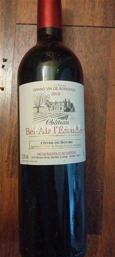 Bordéus Côtes-de-bourg Château Bel Air l'Escudier 2010