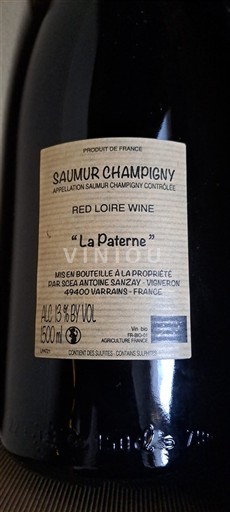 Thung lũng sông Loire Saumur-champigny Antoine Sanzay La Paterne 2021