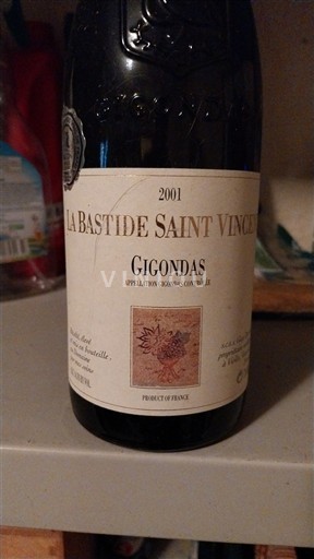Rhône Valley Gigondas La Bastide Saint Vincent 2001
