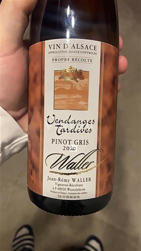 Alsace Pinot xám Vendanges Tardives Jean-Rémy Waller Vendanges Tardives Pinot Gris 2020
