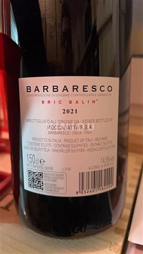 Piemonte Barbaresco Moccagatta Bric Balin 2021